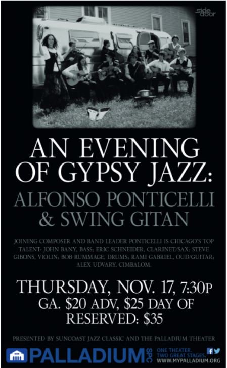 debatpalladium's tweet photo. TOMORROW! #Palladium. Gypsy Jazz w. #AlphonsoPonticelli and #SwingGitan. Part of #SuncoastJazzClassic. Tix fr.$20. https://t.co/gEwtC7UFg2 https://t.co/RVkAJHyWG1