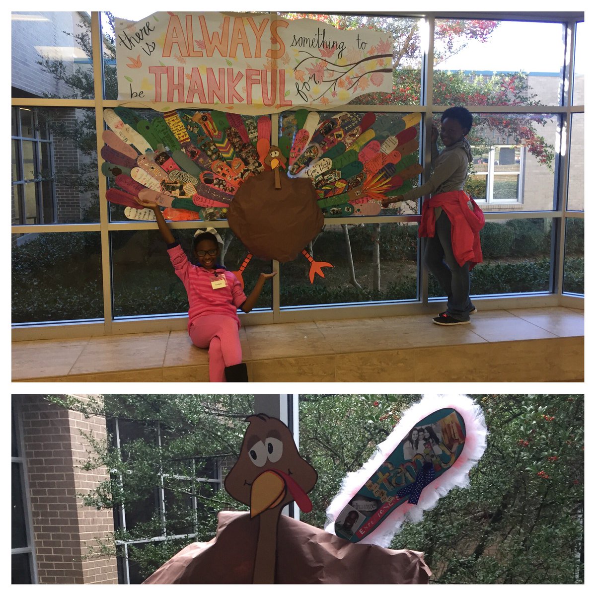 jakki_lopez's tweet photo. Trevor the Thanksgiving 🦃 has #comesofar from 1 feather to many. The girls did a great job hanging them! #polserproud #expressappreciation https://t.co/LxPLiGwxbx