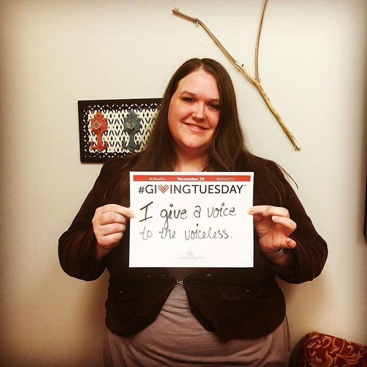 #GivingTuesday is TWO WEEKS away. Everyone can participate! Kelsey trains volunteers to advocate for victims of abuse. How will U give back?