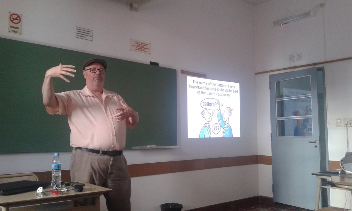 GabiBArevalo's tweet photo. Again Joe Yoder insists in that "The name is important in a pattern" one week after he has said it in #Smalltalks2016 @fast_arg @metayoda https://t.co/TP8PmTpqYR