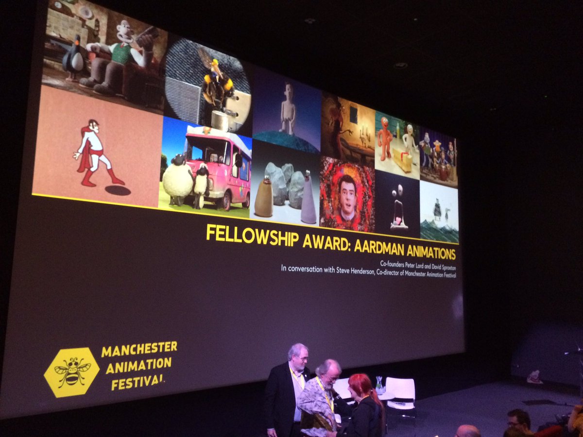 Mcr_Studio's tweet photo. Great evening @HOME_mcr for the @mcranimation such an inspirational talk with The Aardman team. #animation #booksigned https://t.co/R7ImKM4lNR
