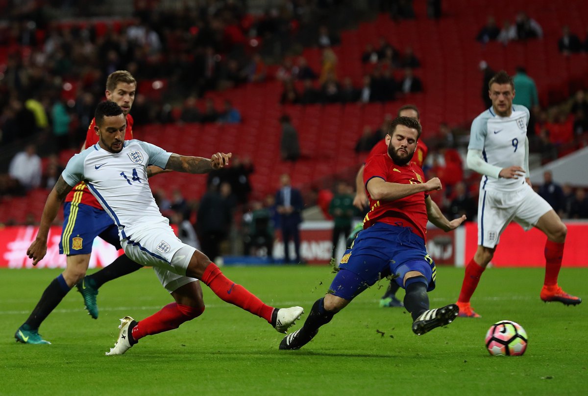Arsenal's tweet photo. And finally from our European players...

@theowalcott went close but @England had to settle for a 2-2 draw with 🇪🇸 at Wembley https://t.co/tdpt935UUT