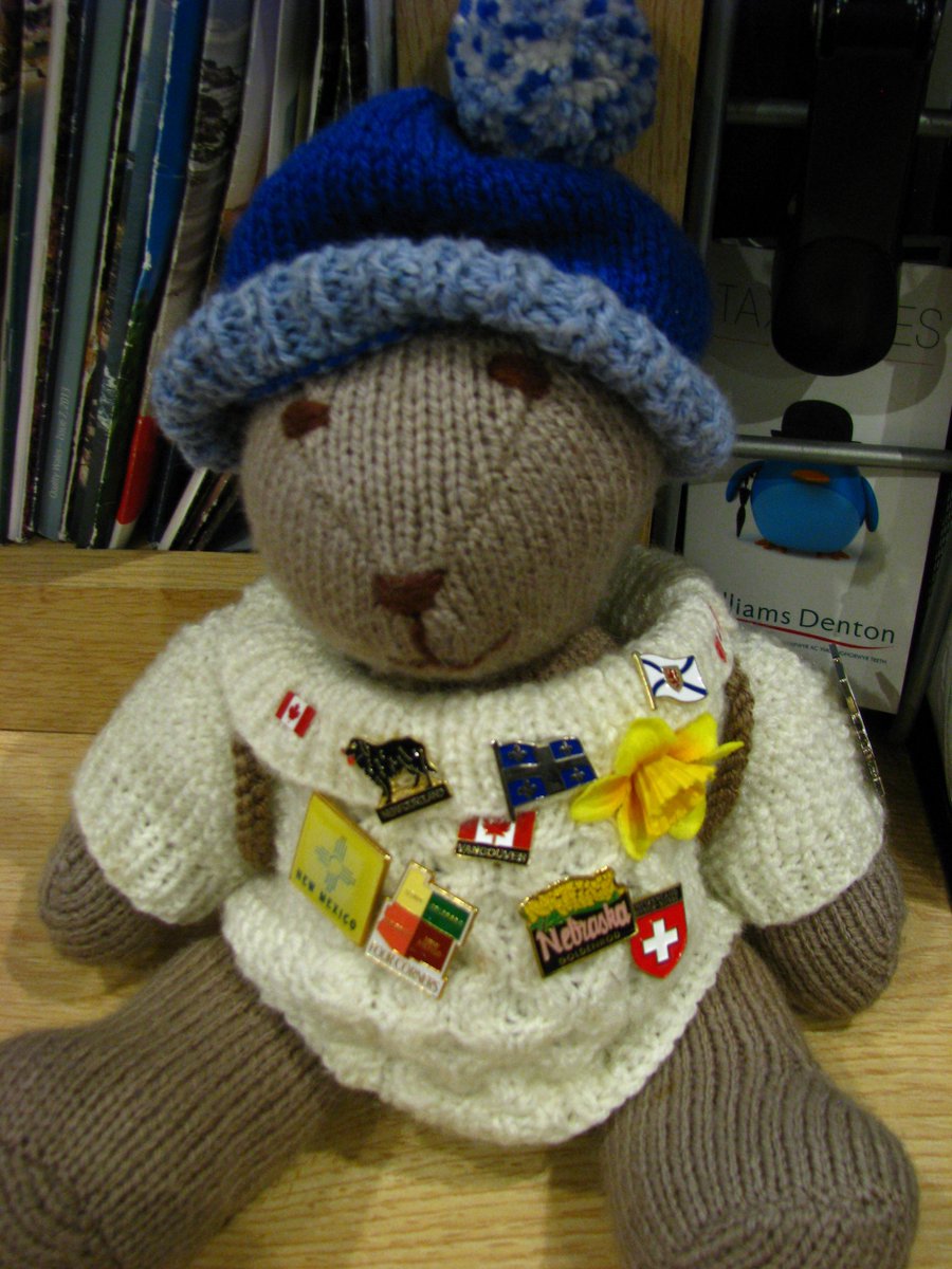 AngleseyWalking's tweet photo. Rambler Ted proudly displays new pins from Nova Scotia. #FindYourEpic #angleseywalking https://t.co/YyEr0cptxk https://t.co/YhJa3ibjce