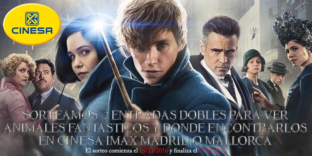 ¿Quieres ver #AnimalesFantasticos?

Participa y gana 1 de las 2 entradas dobles en #IMAX!

Para participar:
-Da RT
-Sigue a <a href="/Cinesa/">Cinesa</a>
