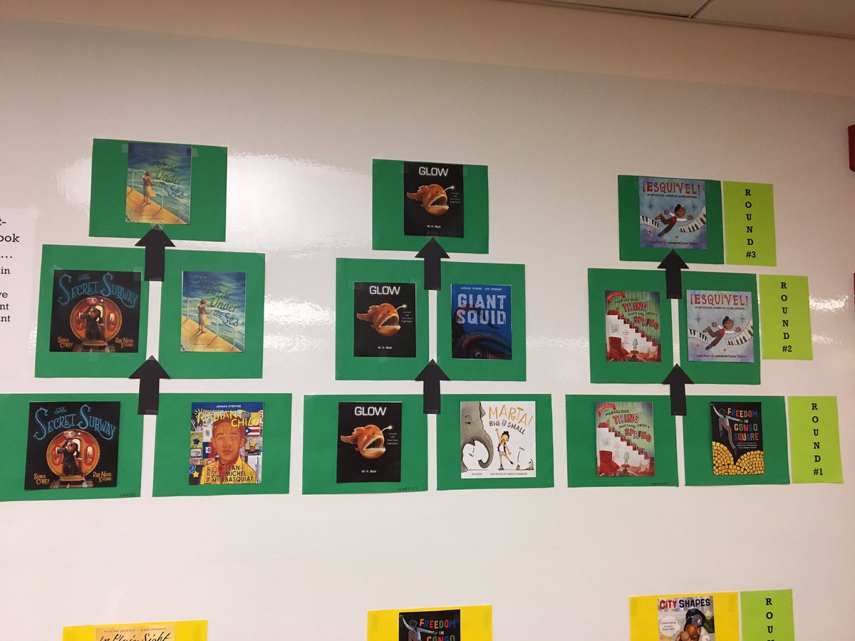 cathcooklibrary's tweet photo. The 3rd grade #ccssibert judges have selected their final 3 books! @CathCookSchool https://t.co/yiRTYLWrUW