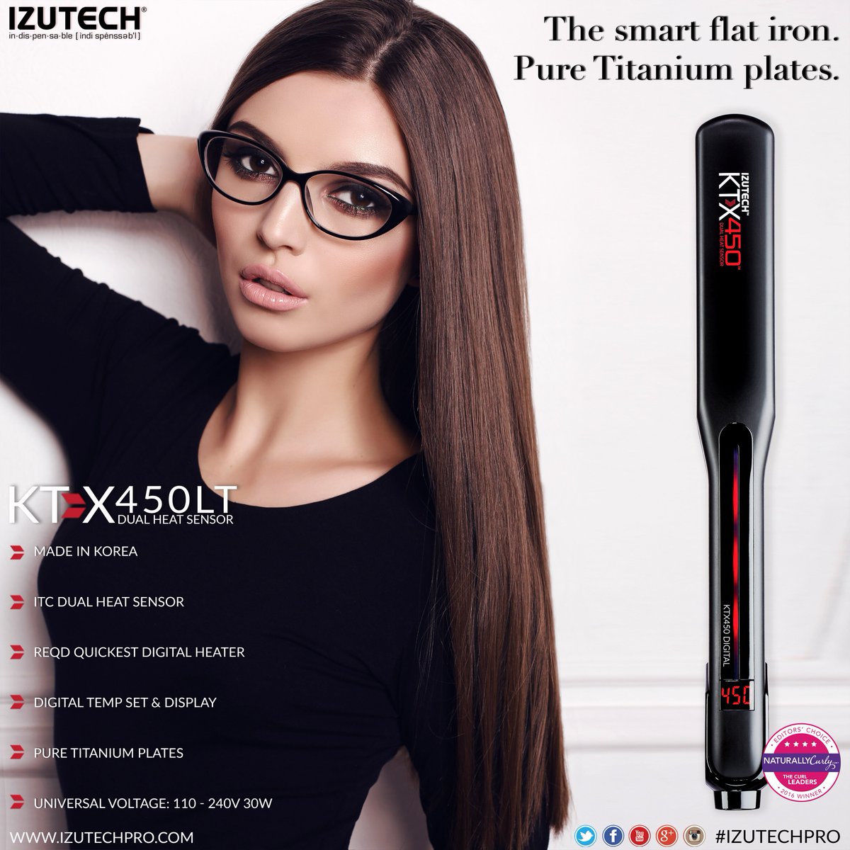 IZUTECHPRO's tweet image. There are many flat irons out there. But #KTX450LT is the smartest of them all. 
#PureTitanium plates #IzutechPro