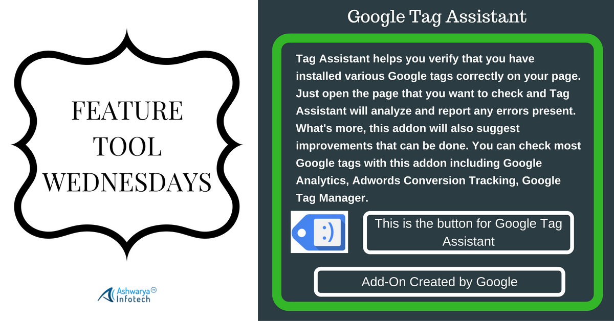 ashwaryainftch's tweet photo. Analyze your site for updated tags and see if there is anything you need to fix with, Google Tag Assistant.
#FTW #Google #TagAssistant https://t.co/vqg64VnuIe
