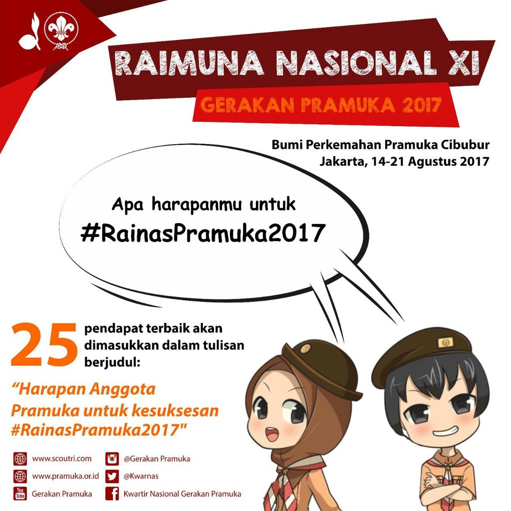 dkdsumbar's tweet photo. Apa harapanmu untuk Raimuna Nasional 2017.?? @dkc_swl @dkckotasolok 
#RainasPramuka2017 
#dkdurangawak https://t.co/L47lp7Kck1