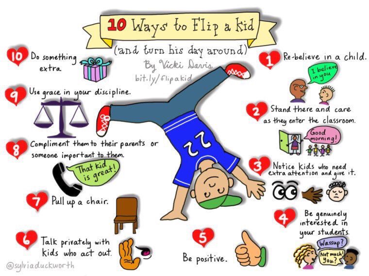 10 Ways To Flip A Kid &amp; Turn His/Her Day Around😊 (by <a href="/coolcatteacher/">Vicki Davis</a> &amp; @sylviaduckworth) #edchat #education #elearning #edtech #engchat