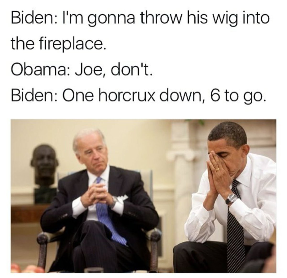 DeeHigdon's tweet photo. The best of all the #BidenMemes, hands down. #Trump #Voldemort #HarryPotter #Joebama #LiterallyLOLing https://t.co/tT6gsLXgSL