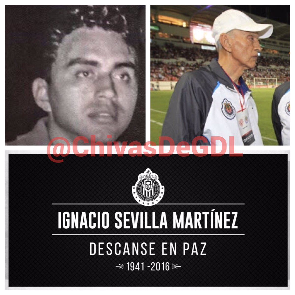 ChivasDeGDL's tweet photo. Ignacio Sevilla, miembro del Campeonísimo, falleció hoy. Q.E.P.D. 

Expresamos nuestro más sentido pésame a toda su familia y amigos. https://t.co/7oI5Y2U9QI