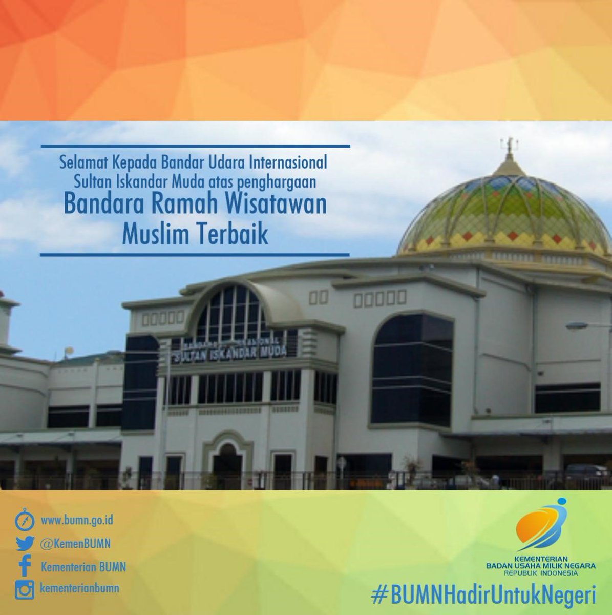 13. Bandara @BTJ_AP2 yg dikelola @AngkasaPura_2 msk nominasi #WHTA2016 ktegori World’s Best Airport for Halal Travellers #WonderfulIndonesia