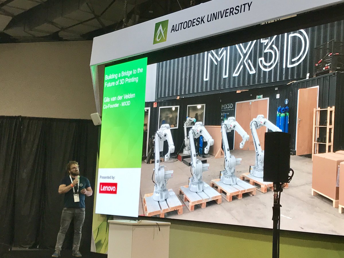 .@MX3D_Bridge shows off their plans to 3D print the FIRST fully functional steel bridge with the help of #ThinkPSeries. #AU2016