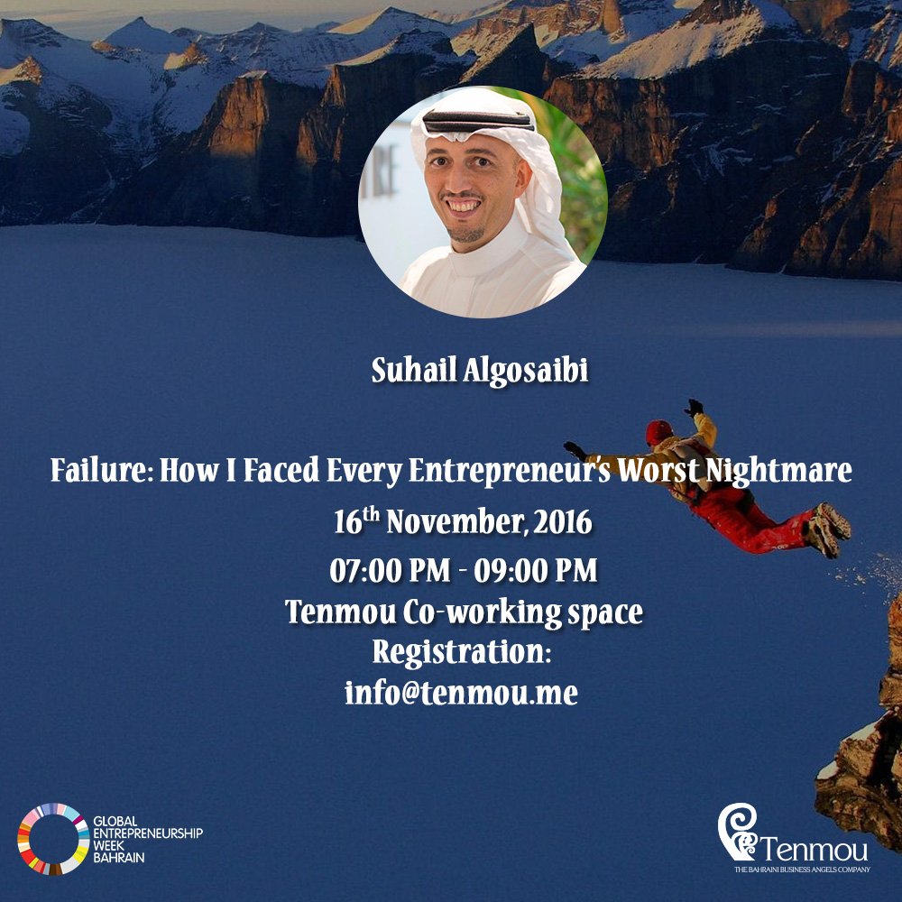 gew_bahrain's tweet photo. Happening today -  @SuhailAlgosaibi's talk session at @Tenmoubh co-working space! Don't miss out! #GEWBahrain https://t.co/PHRub03Ea1