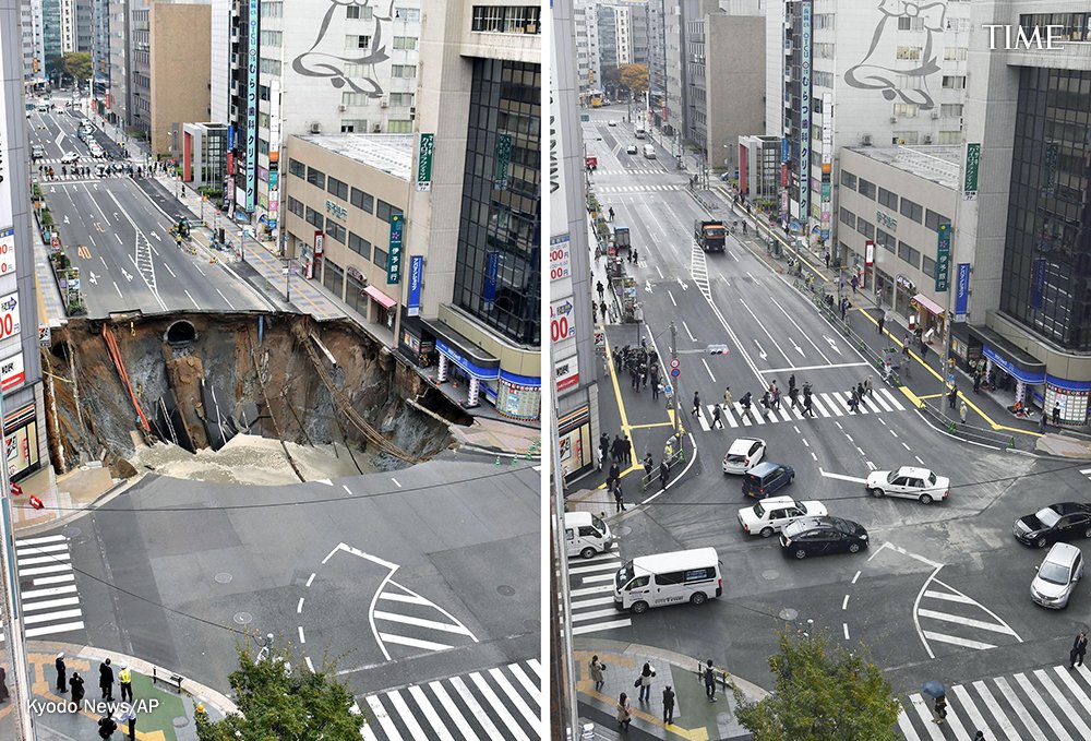 Remember that 'unprecedented' sinkhole in Japan? It's already fixed ti.me/2fvfLOY