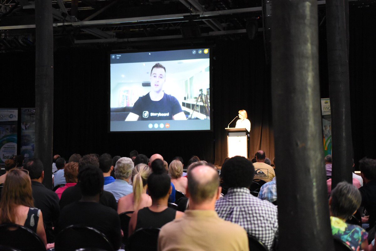 Darren Tonkin of Storyboard Social is live from London via Skype. His innovation is already getting international attention #TNQIA2016