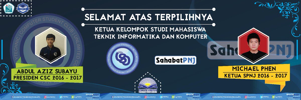 TIKPNJ's tweet image. Selamat atas terpilihnya Presiden @CSC_PNJ dan Ketua @SahabatPNJ  pada periode 2016-2017 #KSMTIK