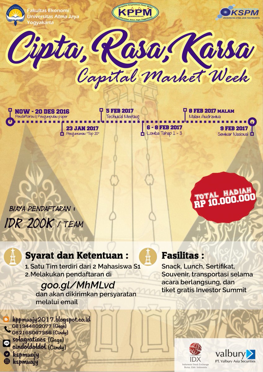 📍Kelompok Studi Pasar Modal UAJY mempersembahkan Kompetisi Pengetahuan Pasar Modal 2017, yukk gabung kak 😊 <a href="/kampusUpdate/">Kampus Update</a>