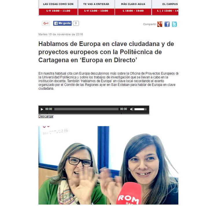EuropeDirectRMu's tweet photo. Escucha @RomRadio #EuropaenDirecto con #ChusLegaz de #OPECT @UPCTnoticias Y más sobre #EUlocal del lunes en #Murcia https://t.co/BMPuRzbuRv https://t.co/pM3Il71A1p