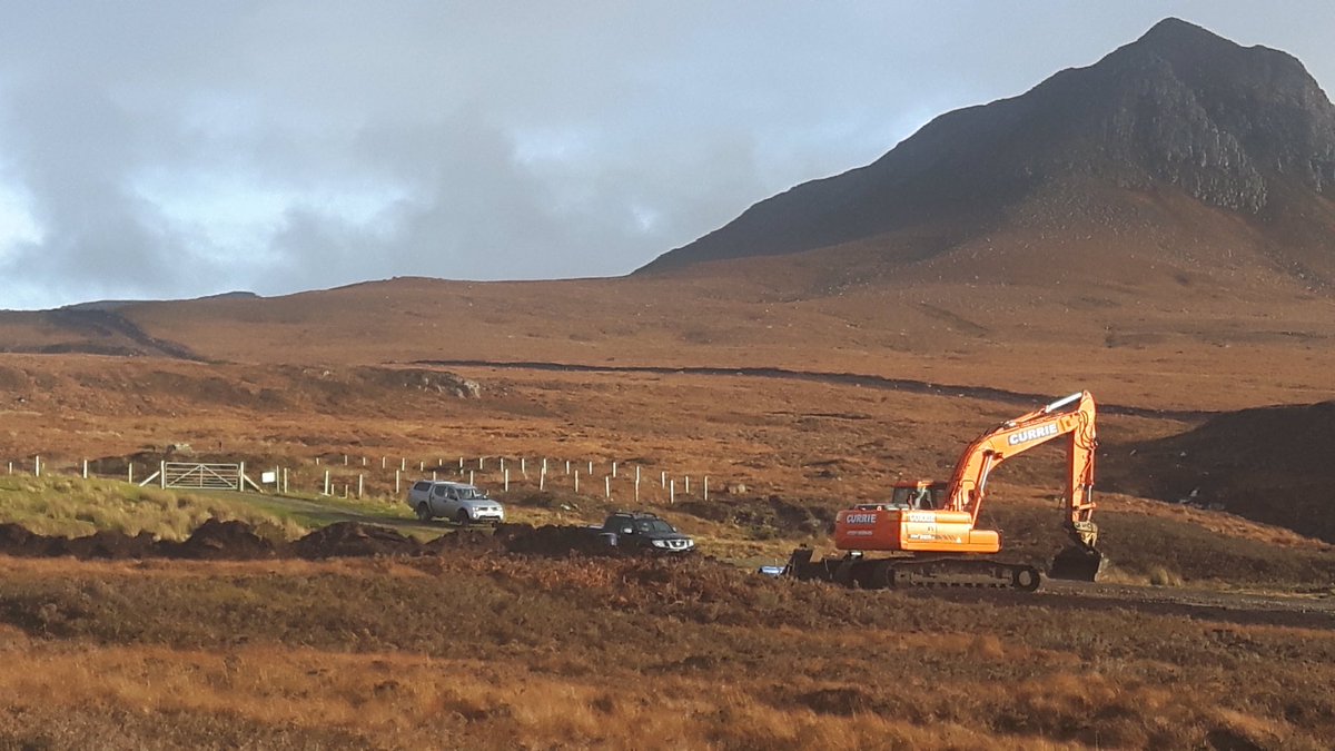 CoigachCDC's tweet photo. Another day, another digger...preparation for our community wind turbine begins (with hydro pipeline in the back ground). https://t.co/KcW3QWcL9c