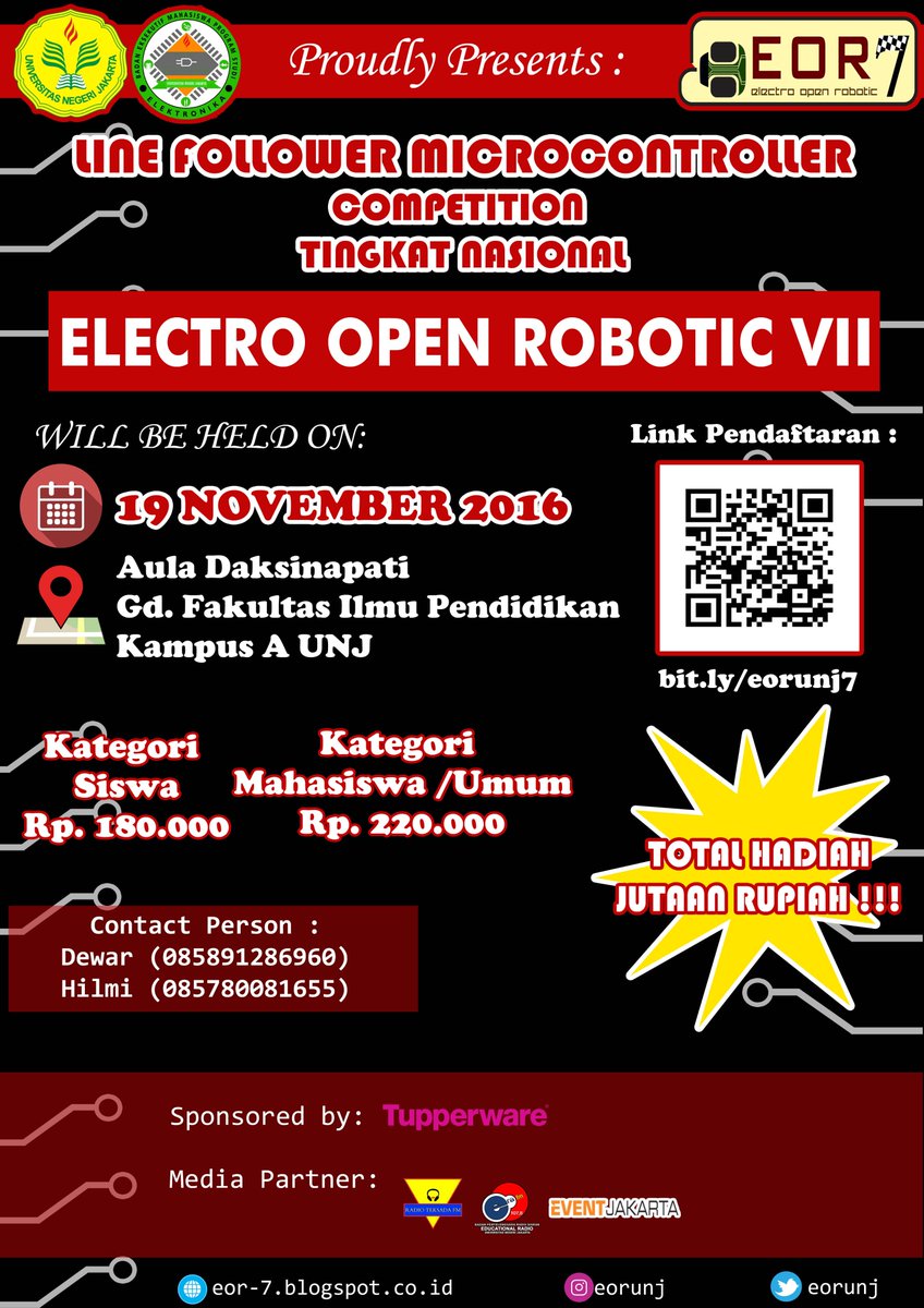 Badan Eksekutif Mahasiswa Elektronika, Universitas Negeri Jakarta Present. 

" Electro Open Robotic 7 "

Let's Join and Havefun !!

#Teksada