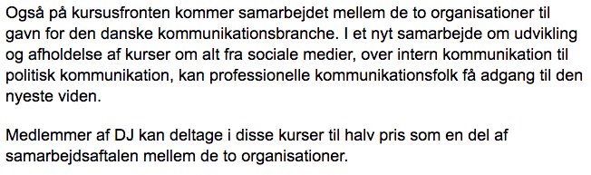 Psst. Samarbejdet mellem <a href="/DJintweets/">DJ</a> &amp; <a href="/Kforum/">Kforum</a> giver dig halv pris til alle <a href="/Kforum/">Kforum</a>'s kurser bit.ly/2d6PZvE 😎  #sprødt #komdk #smdk