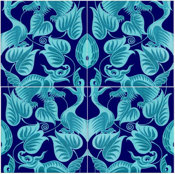 Happy Birthday, Wm De Morgan, b 16 Nov 1839.  Some #dragon and foliage #Victorian panels for you.