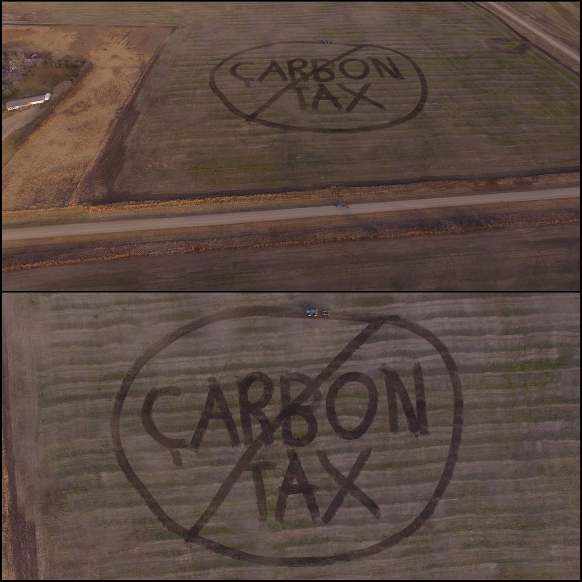 Farmers from Bulyea, SK have a message for any federal government politicians flying over our province.