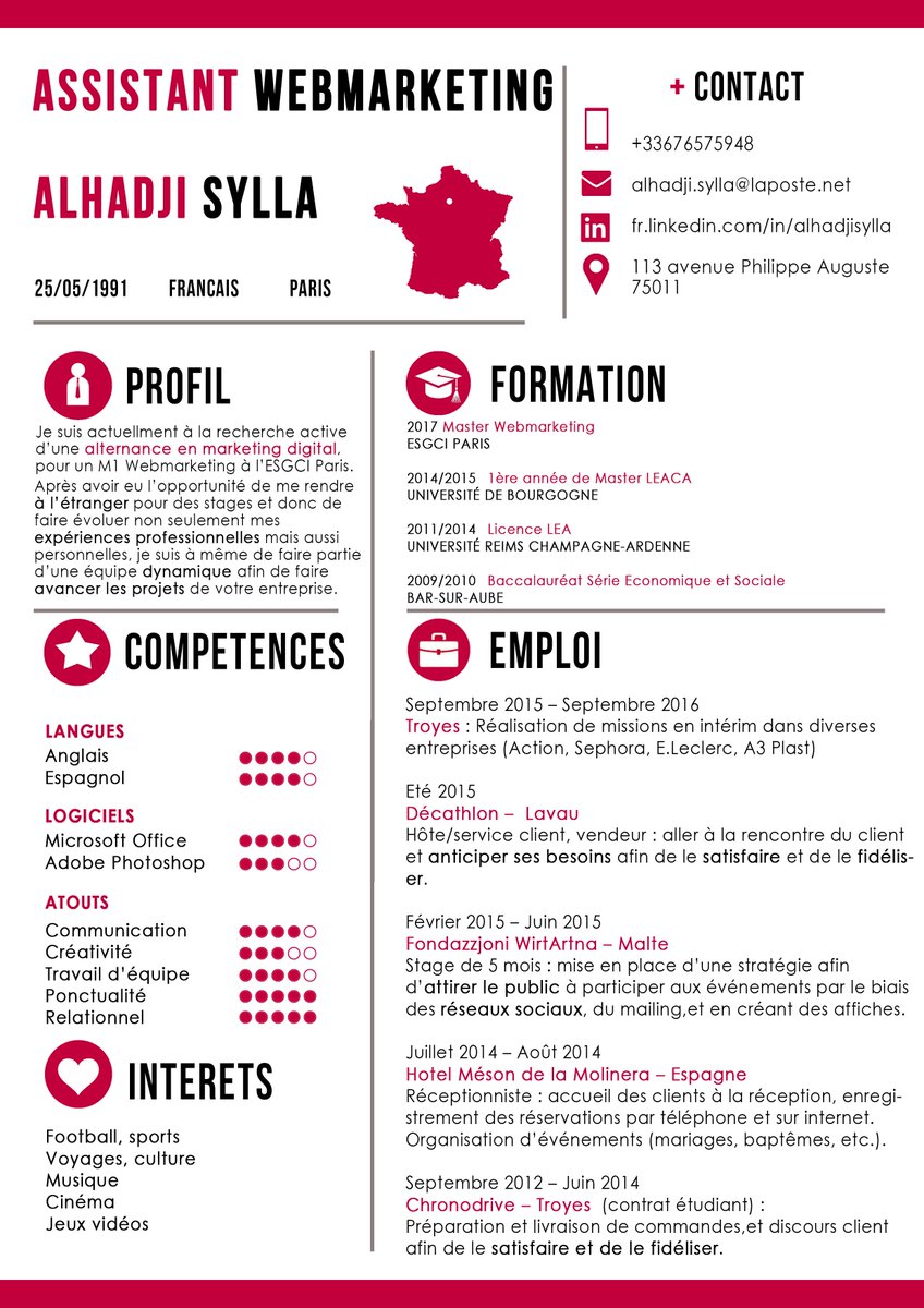 alhadjsylla's tweet photo. Recherche alternance en marketing digital ! N'hésitez pas à rt les amis #alternance #webmarketing #Digital #Communitymanager #ESGCI https://t.co/nMGwA6gLta