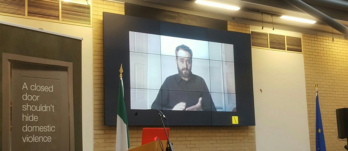 TBWA_Ireland's tweet photo. Ben Cleary, Oscar winning director of Stutterer, introducing the TV spots he has directed for our Domestic Violence campaign https://t.co/4VYEKvsfT5