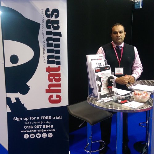 Chat_Ninjas's tweet photo. All set up and waiting to meet you all @IntegratedLDN, Don't forget to  be at the Lead generation theatre at 12:00 for Inzar's presentation! https://t.co/hQ8nhaZpUm