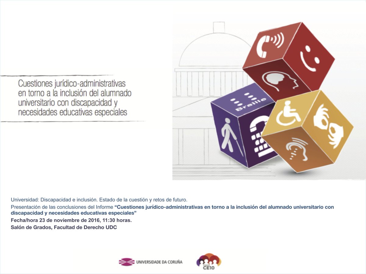 CUFIE_UDC's tweet photo. Jornada ‘Universidad, discapacidad e inclusión. Estado de la cuestión y retos de futuro’ que se celebra en la Facultad de Derecho de la UDC https://t.co/iDdzerSzuV
