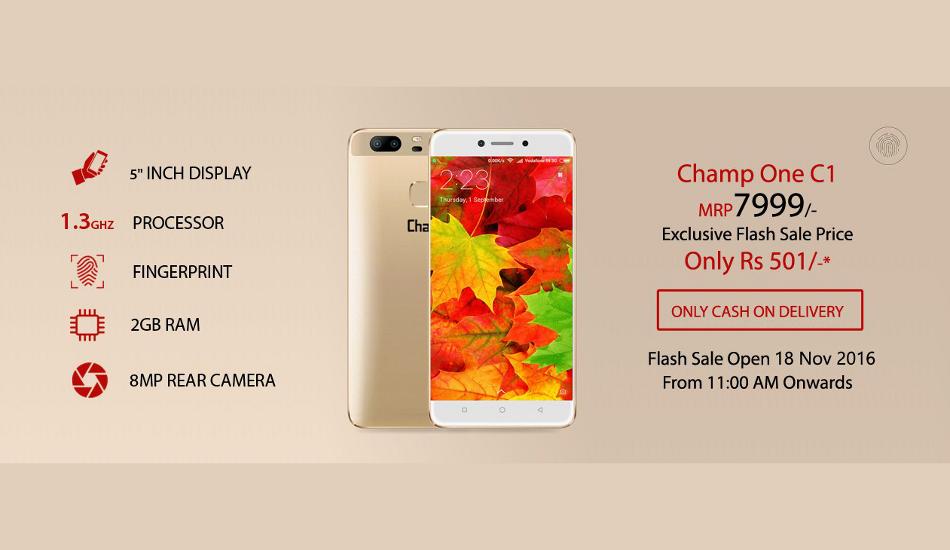 themobileindian's tweet photo. First Flash Sale of Rs 501 #ChampOne C1 smartphone set for Nov 18: https://t.co/3MoWzEXSBF … https://t.co/fpKOPkLs77