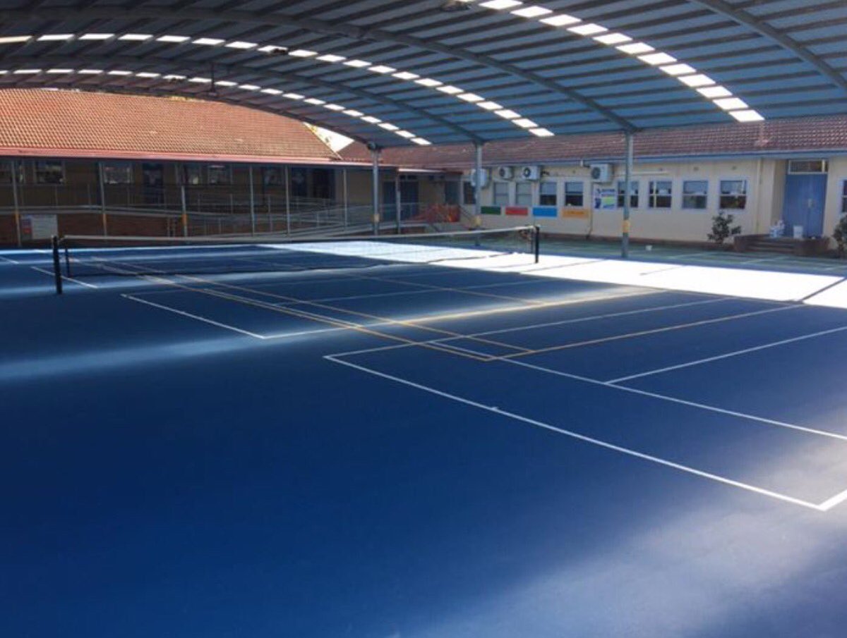 Tennis courts complete- Wimbledon here we come!!! 4 mod courts, one standard court plus handball courts.