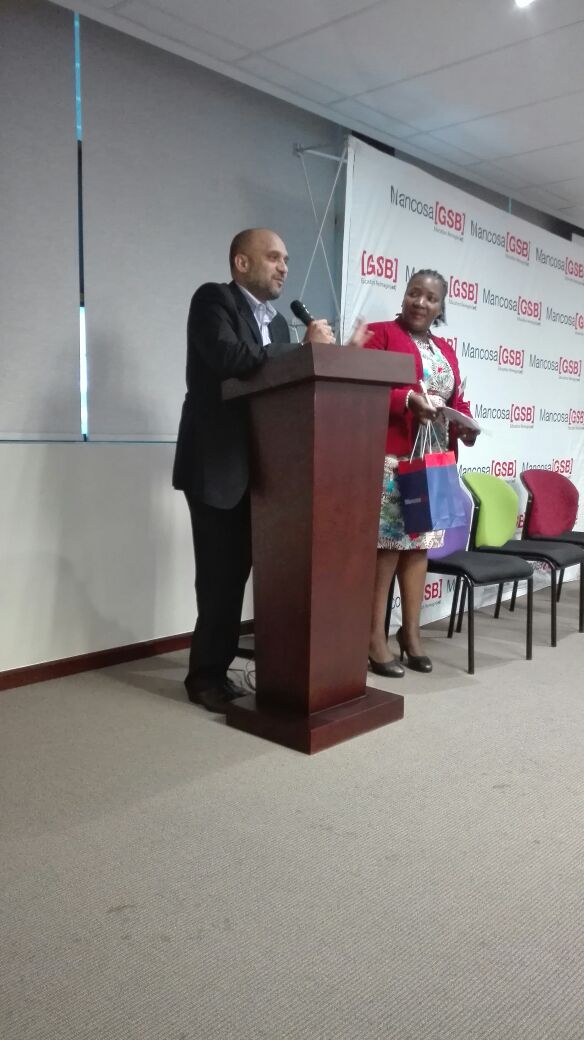 MANCOSA's tweet photo. MANCOSA's regional Director, Mr Mubeen Seedat, rounds up the programme with the vote of thanks #MANCOSAJHB #MPAlaunch https://t.co/WbHgTBZBQN