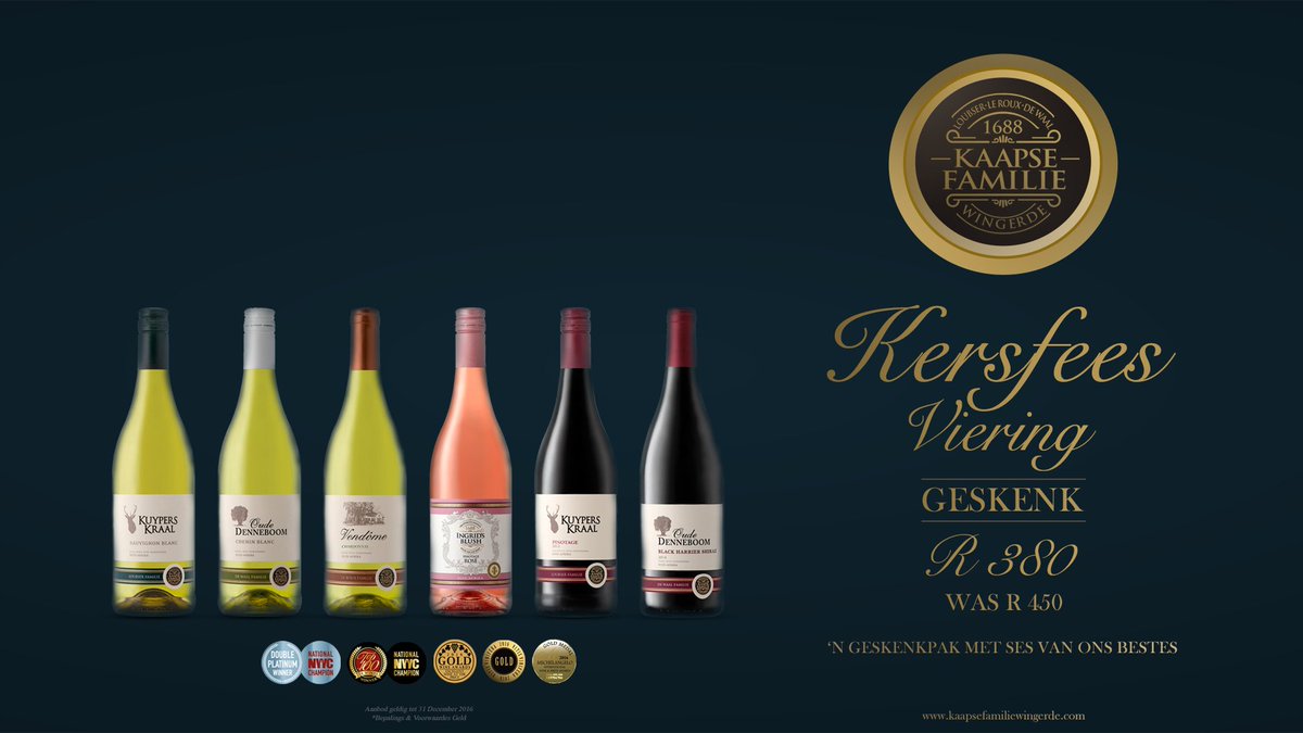 #Christmas #LetItPour: Enjoy Six of our best wines for only R380 #Wine #wineoclock #WineWednesday kaapsefamiliewingerde.com/our-wines/orde…