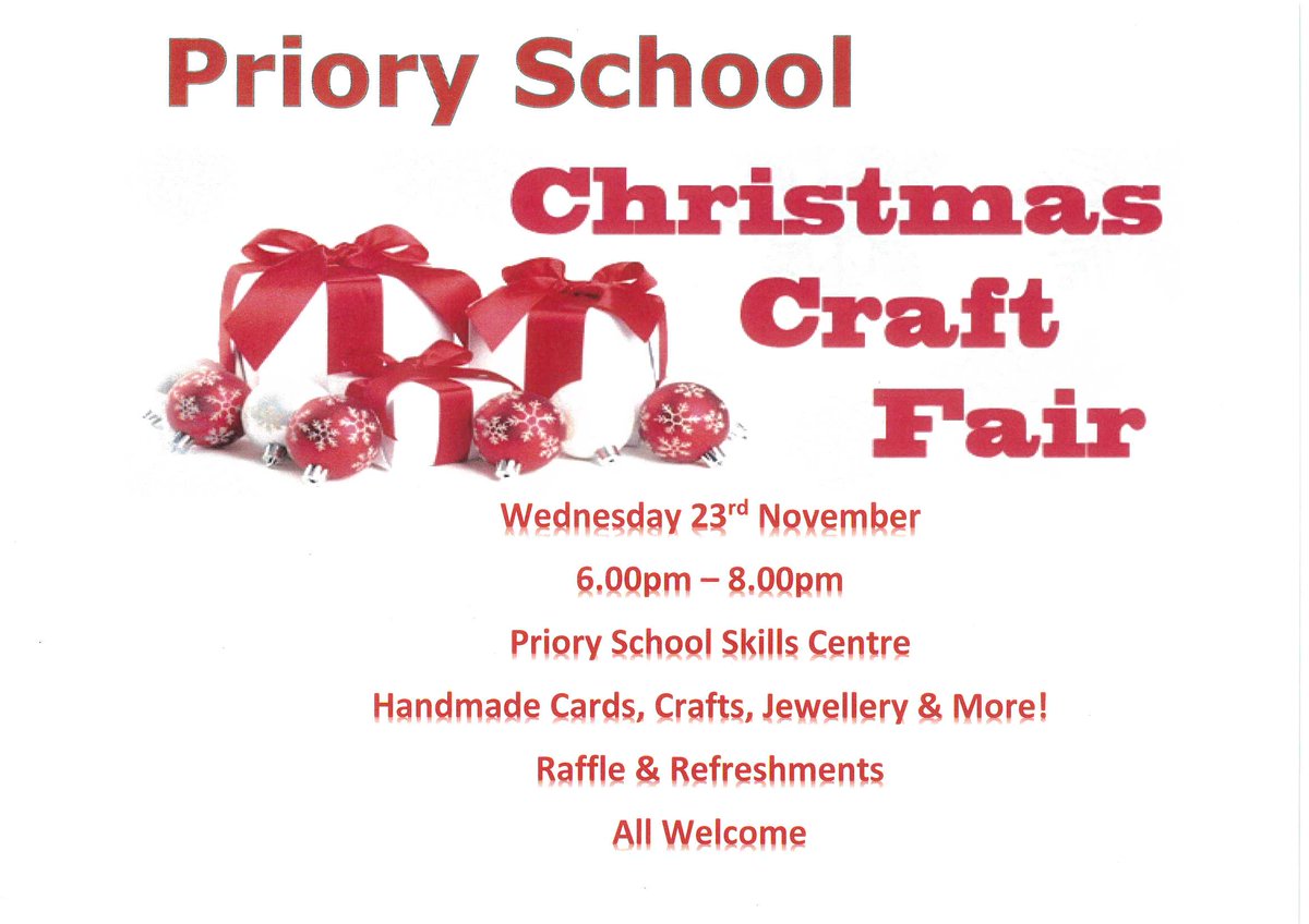 Come to the Christmas Craft Fair next Wednesday! Bring everyone you know!! #prioryschool #christmas #craftfair