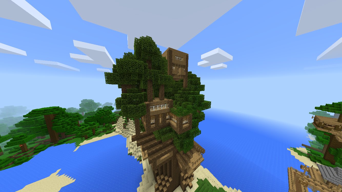 マイクラ建築紹介 ジャングル開拓日記part 8 W ﾉﾞ ｺﾝﾁｬ カイリです 今回もツリーハウスの作成の続きをやりました 一番上に大きめの家を建てまして 周りに枝を生やして ど しよ笑 ってことで 次回ツリーハウス完成予定ですお楽しみに