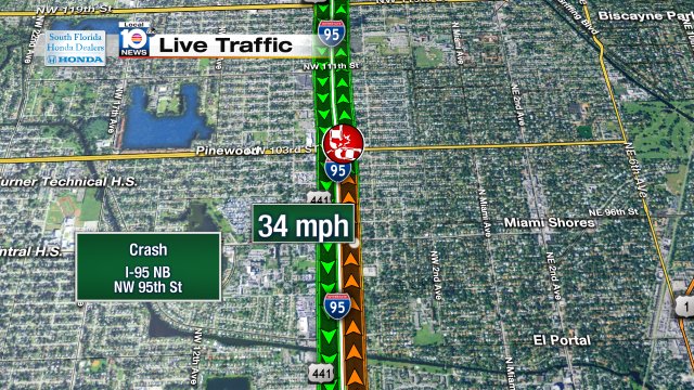 Crash on I-95 NB at NW 95th St #traffic #miami https://t.co/pH38fSwZAm
