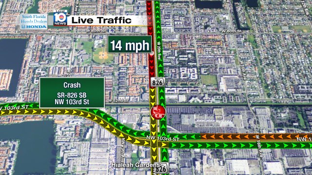 Crash on SR-826 SB at NW 103rd St #traffic https://t.co/dJyyeeyL5A