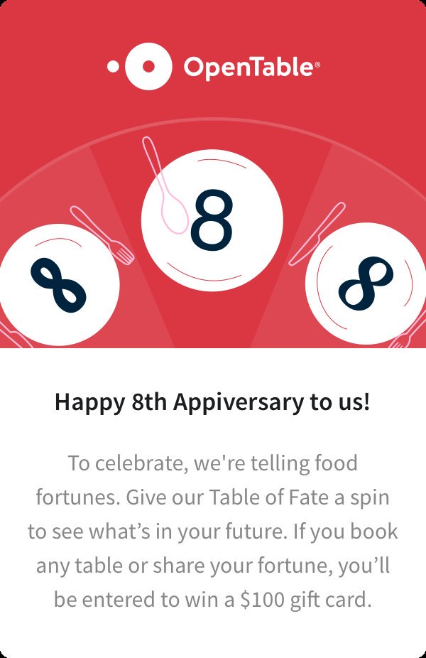 aartukovich's tweet photo. "You won't see any warm salads on the menu. That's a blessing" predicts @OpenTable. #Appiversary8Contest https://t.co/0YENhziXmc https://t.co/ry1XD4V5LV
