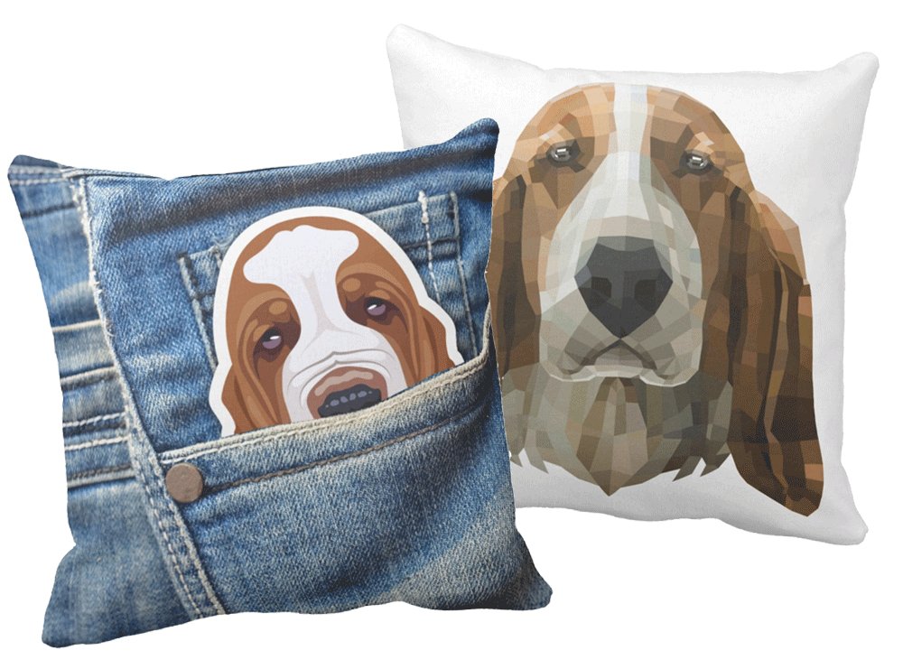 RunJoStyle's tweet image. Dual sided #pillow with different #BassetHound images - ideal for formal and informal settings. ow.ly/fZq3306cMZ5