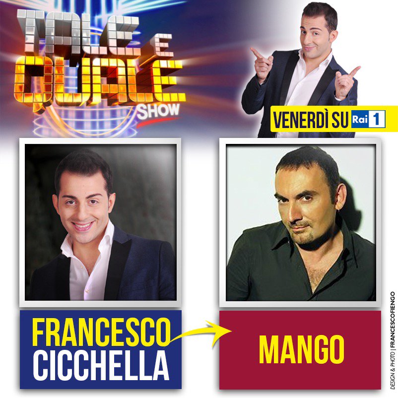 Venerdì a #taleequaleshow avrò l'onore di interpretare #Mango !
Quale canzone vi piacerebbe ascoltare?
#cicchella