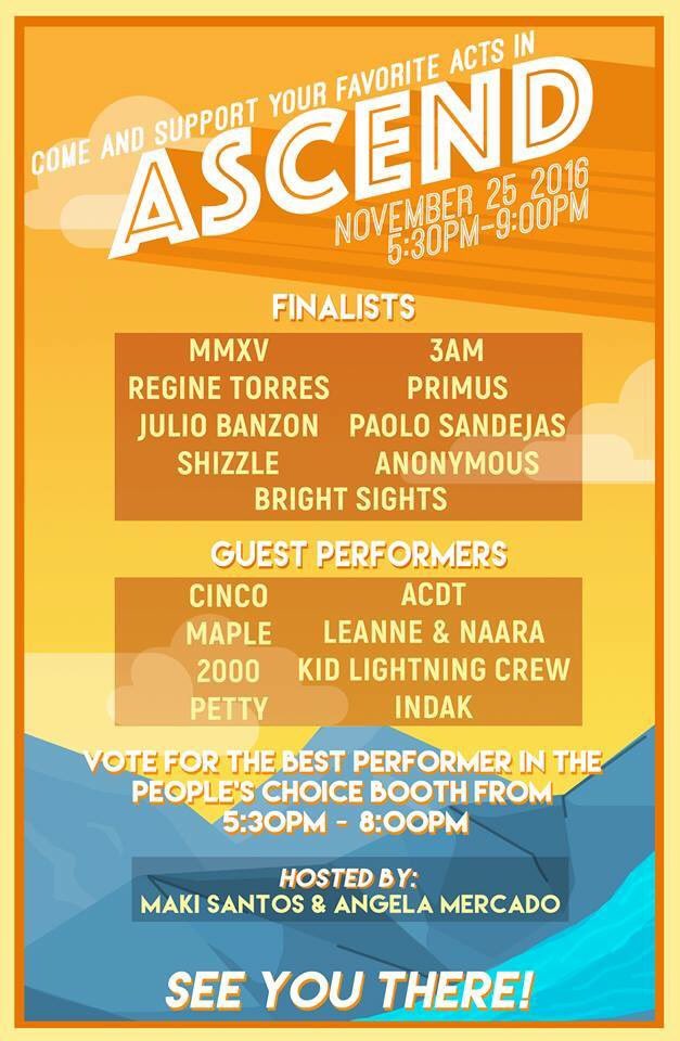 SACSCBA's tweet image. 2 exciting shows lined up for you at #cAsCade2016 👀 be sure to catch these seriously talented people! 11/25 &amp;amp; 11/26
