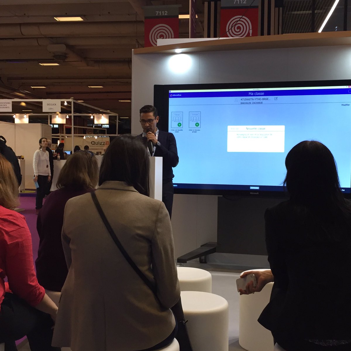 HachetteEduc's tweet photo. #educatectice Démo gestion de classe, suivi des élèves et manuels dans #educadhoc avec @Microsoft_EDUFR stand F21 ! https://t.co/YBlmBcGmlm