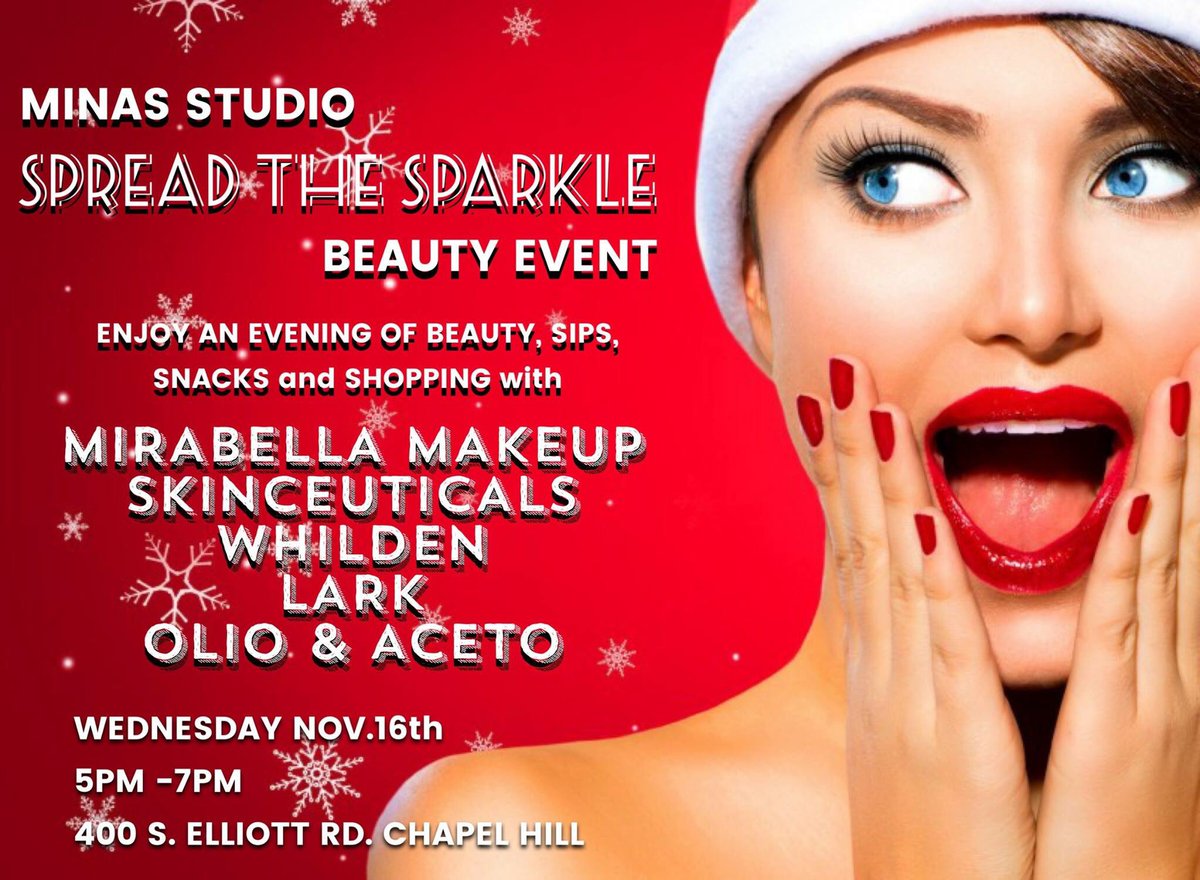minasstudio's tweet photo. #TONIGHT join us for our #beauty and #fashion event! #UNC #ChapelHill #holidaypackages #doorprizes #Durham #Duke https://t.co/jLMmQbpPem