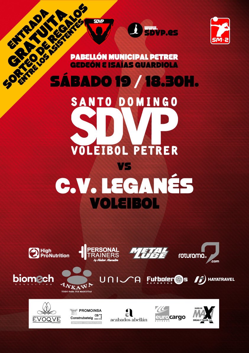 Partidazo de voleibol el sábado en el Gemelos. Santo Domingo <a href="/Voleibol_Petrer/">St Domingo Vb Petrer</a> recibe al CV Leganés. #voleibol #Petrer