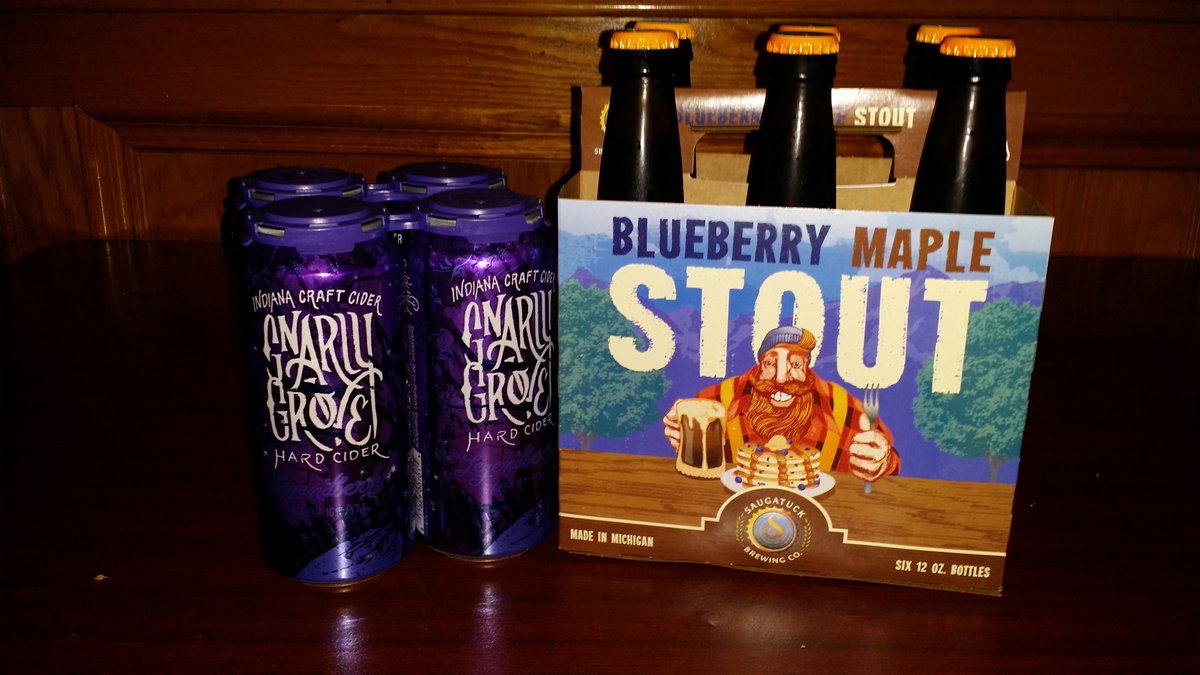 86thStPub's tweet photo. New additions to our bottle line-up! @GnarlyGrove Legendberry Hard Cider from Columbus, IN and @saugatuckbrew Blueberry Maple Stout! #Mmmm https://t.co/WyDa9zt7Ms