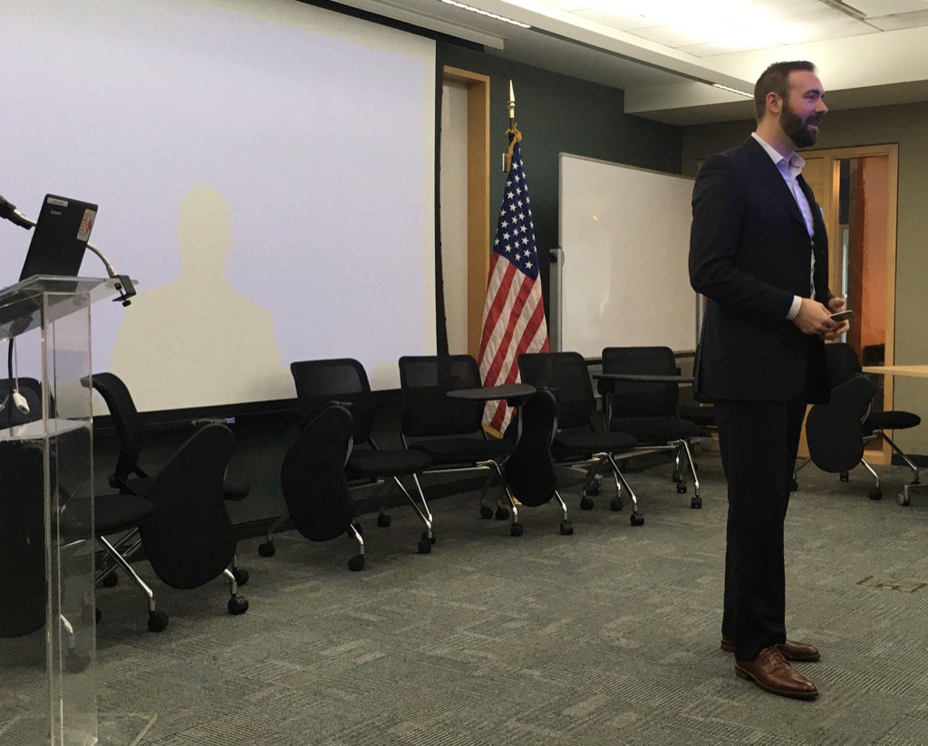 rachele_ryan's tweet photo. .@Hexoskin speaks to #CdnMentorBos at #CdnFastRunners while wearing a hexoskin shirt sensor! @CanCGBoston @The_CENE https://t.co/KyCWAJQrjf