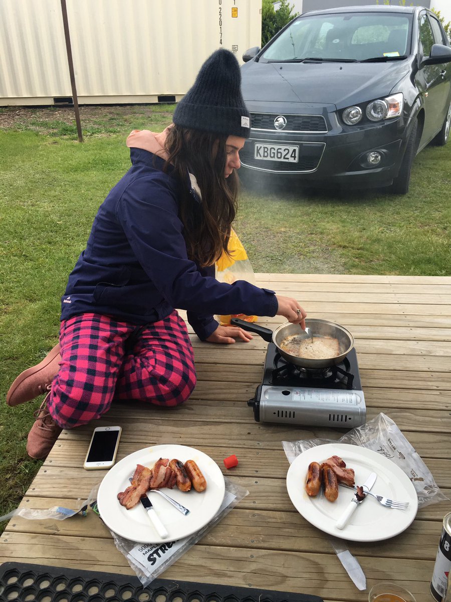Breakfast of champions at our little <a href="/Airbnb/">Airbnb</a> container house in Wanaka. #OneForTheRoad